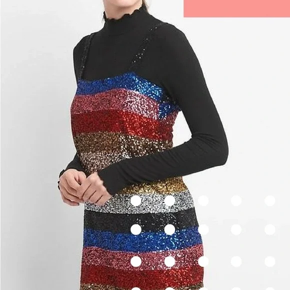 GAP Crazy Stripe Sequin Striped Dress - Picture 3 of 7